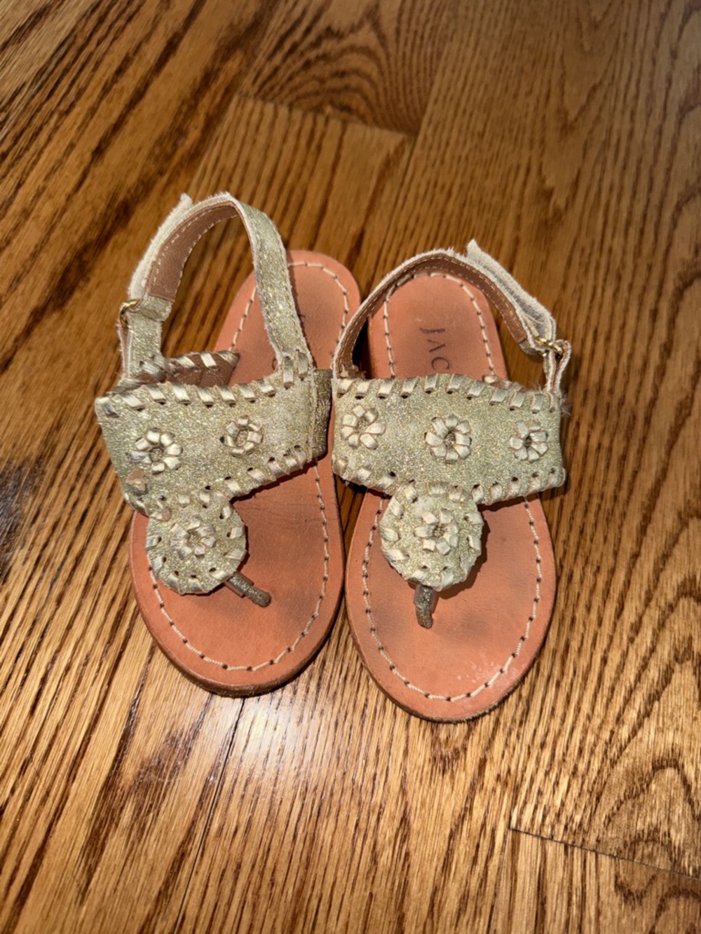 Jack Rogers gold glitter sandals
